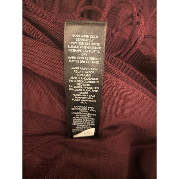 White House Black Market Cabernet Fringe Hem Sleeveless Crochet Knit Top Sz. S - Picture 5 of 5